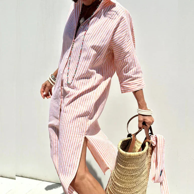Trendy Long Striped Breezy Maxi Summer Dress for Women