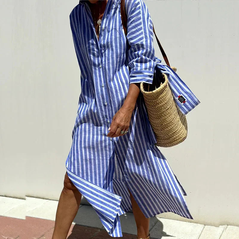 Trendy Long Striped Breezy Maxi Summer Dress for Women