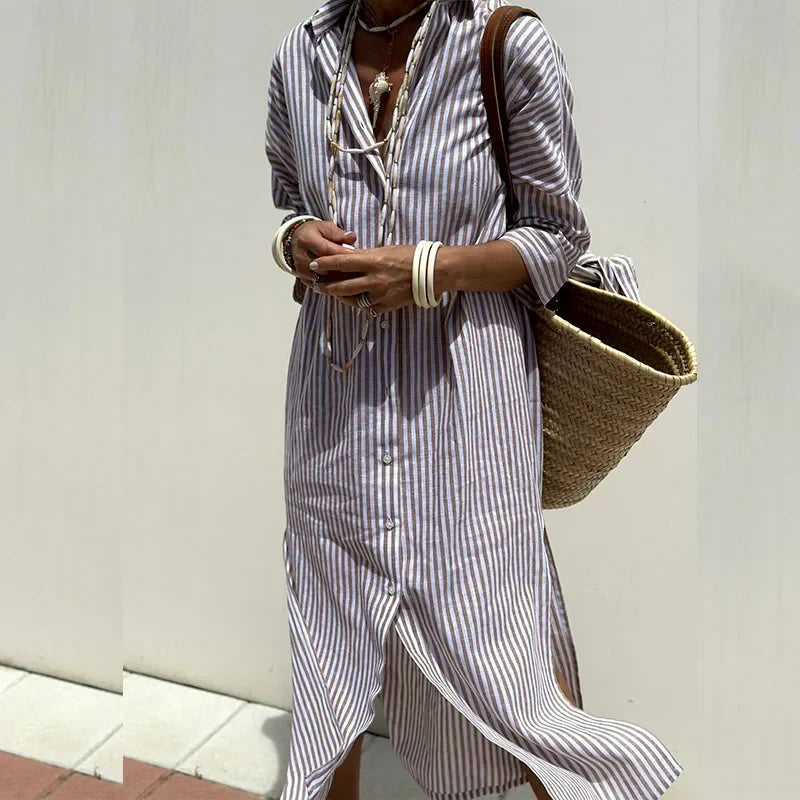 Trendy Long Striped Breezy Maxi Summer Dress for Women