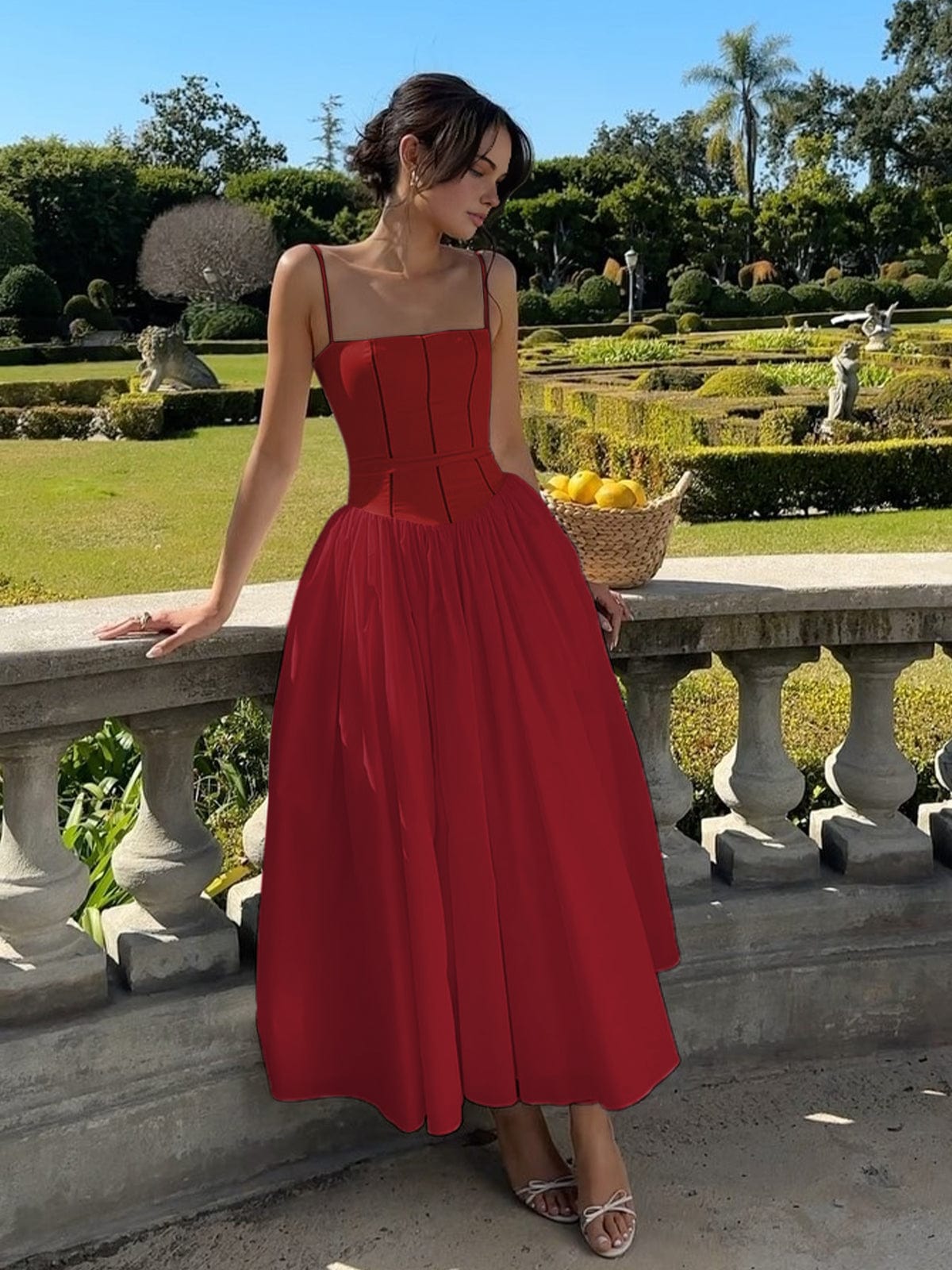 Women’s Classic Midi Wedding Guest Dresses With Corset Fit