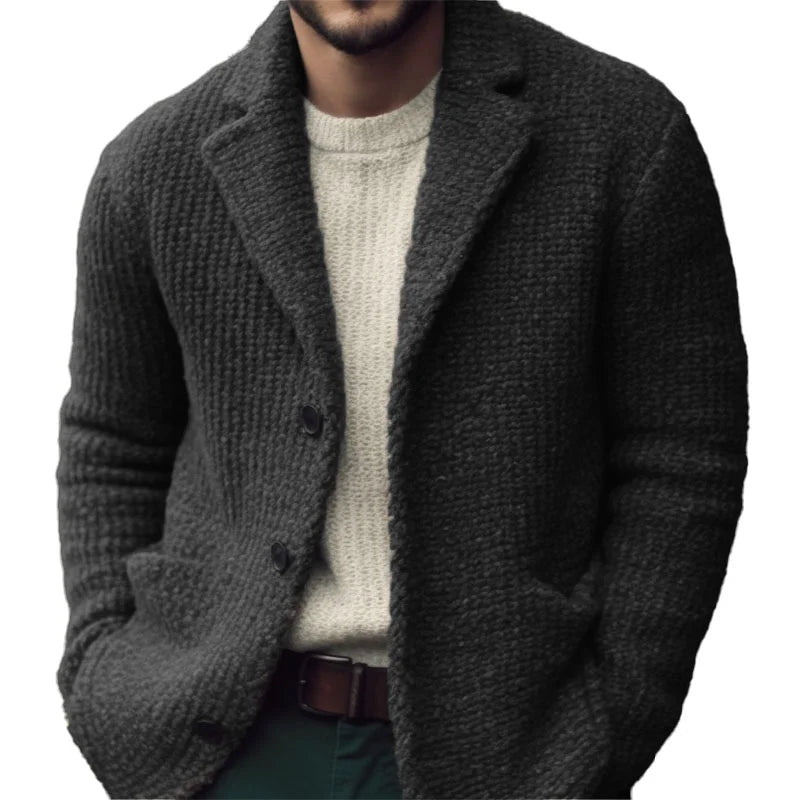Men's Classic Warm Knitted Cardigan with Button Closure