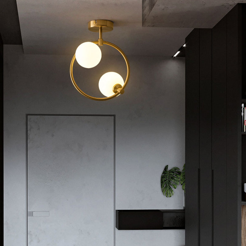 Contemporary Scandinavian Glass Aluminum Iron Curved Globe 2/3/6 Lights Semi-Flush Mount Ceiling Light For Bedroom And Living Room - Image 3