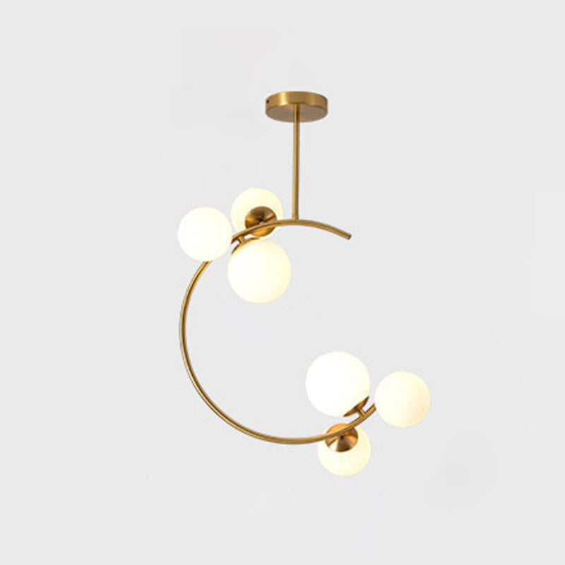 Contemporary Scandinavian Glass Aluminum Iron Curved Globe 2/3/6 Lights Semi-Flush Mount Ceiling Light For Bedroom And Living Room - Image 19