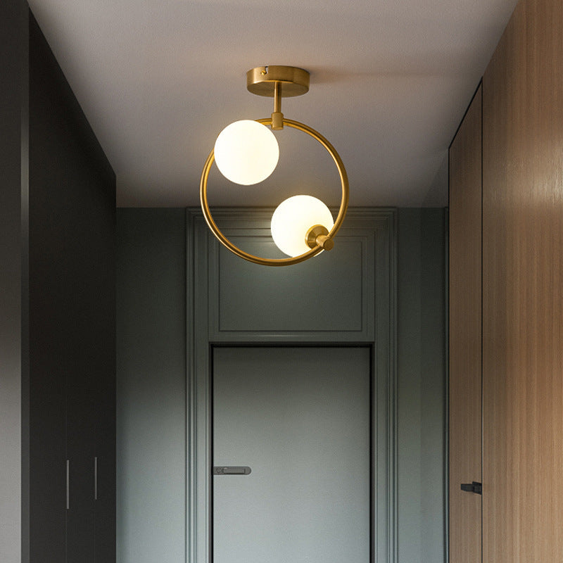 Contemporary Scandinavian Glass Aluminum Iron Curved Globe 2/3/6 Lights Semi-Flush Mount Ceiling Light For Bedroom And Living Room - Image 11