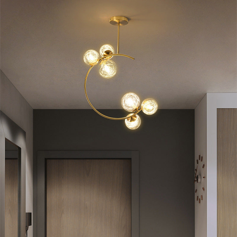 Contemporary Scandinavian Glass Aluminum Iron Curved Globe 2/3/6 Lights Semi-Flush Mount Ceiling Light For Bedroom And Living Room - Image 13