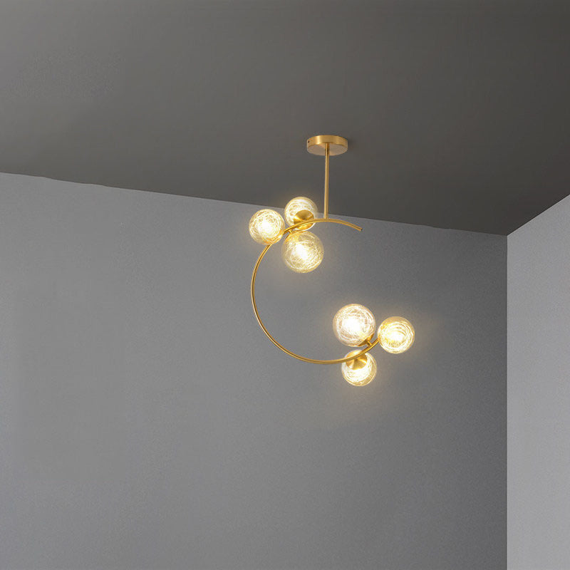 Contemporary Scandinavian Glass Aluminum Iron Curved Globe 2/3/6 Lights Semi-Flush Mount Ceiling Light For Bedroom And Living Room - Image 15