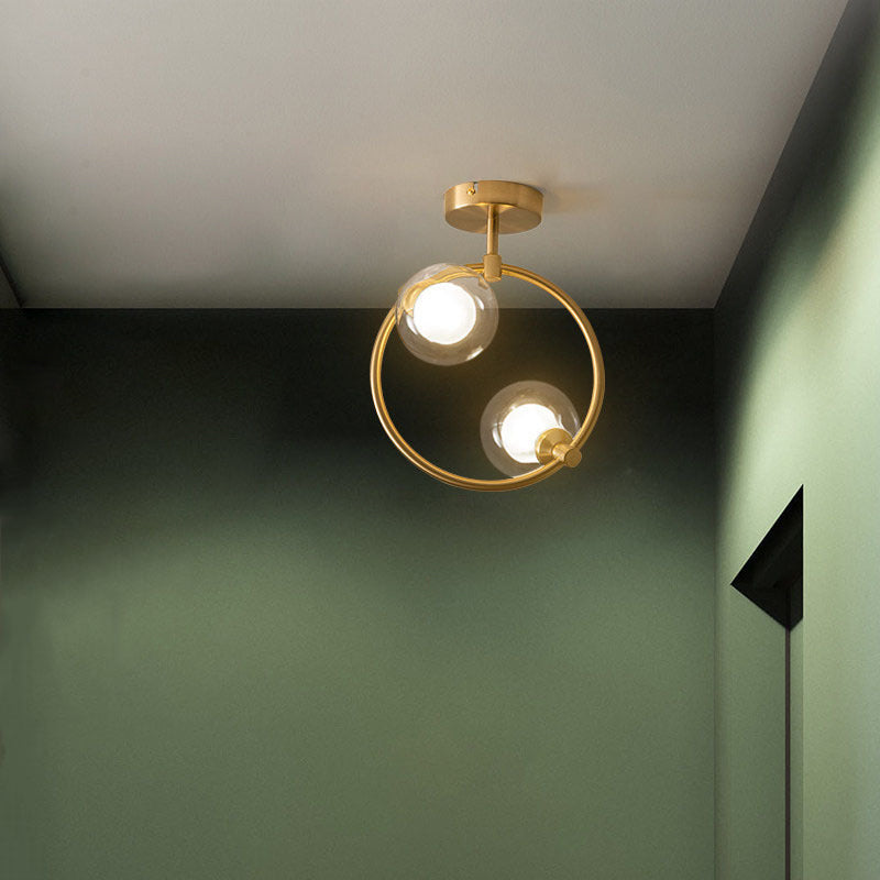 Contemporary Scandinavian Glass Aluminum Iron Curved Globe 2/3/6 Lights Semi-Flush Mount Ceiling Light For Bedroom And Living Room - Image 17