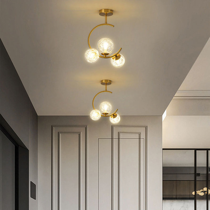 Contemporary Scandinavian Glass Aluminum Iron Curved Globe 2/3/6 Lights Semi-Flush Mount Ceiling Light For Bedroom And Living Room - Image 18