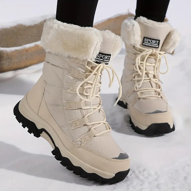 Women's Winter Waterproof Boots with Faux Fur Lining and adjustable Lace