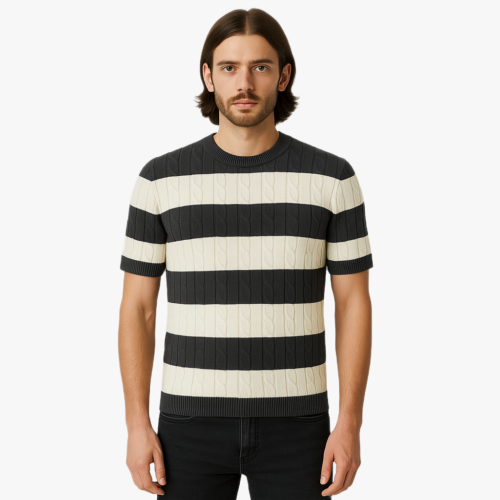 Chic Striped Knit T-Shirt for Effortless Style