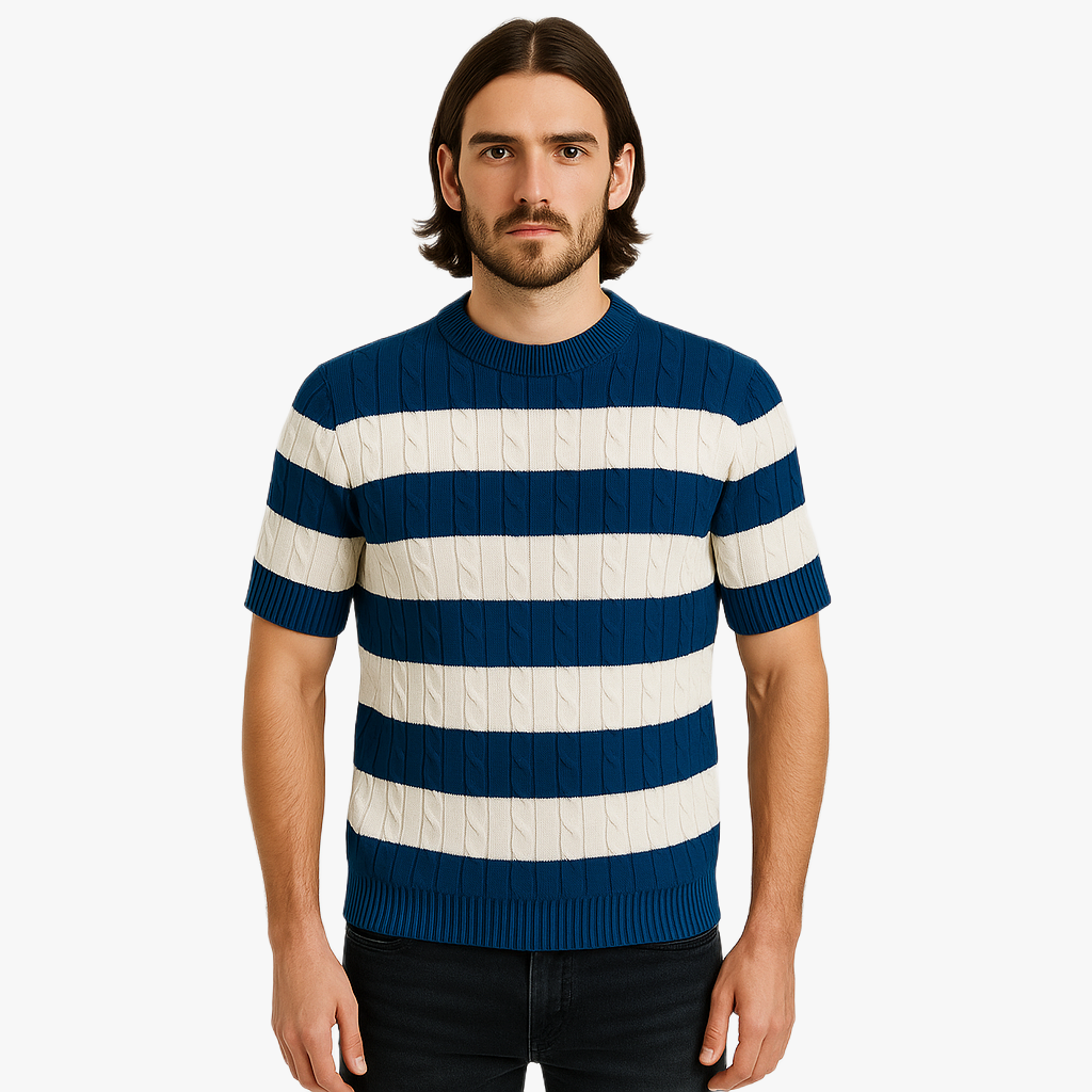 Chic Striped Knit T-Shirt for Effortless Style