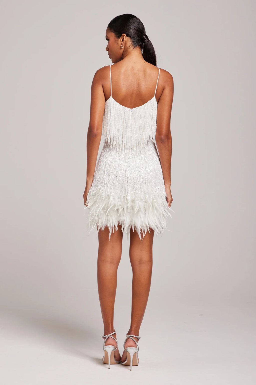 Women's Elegant Mini Cocktail Fringe Feathers Dress
