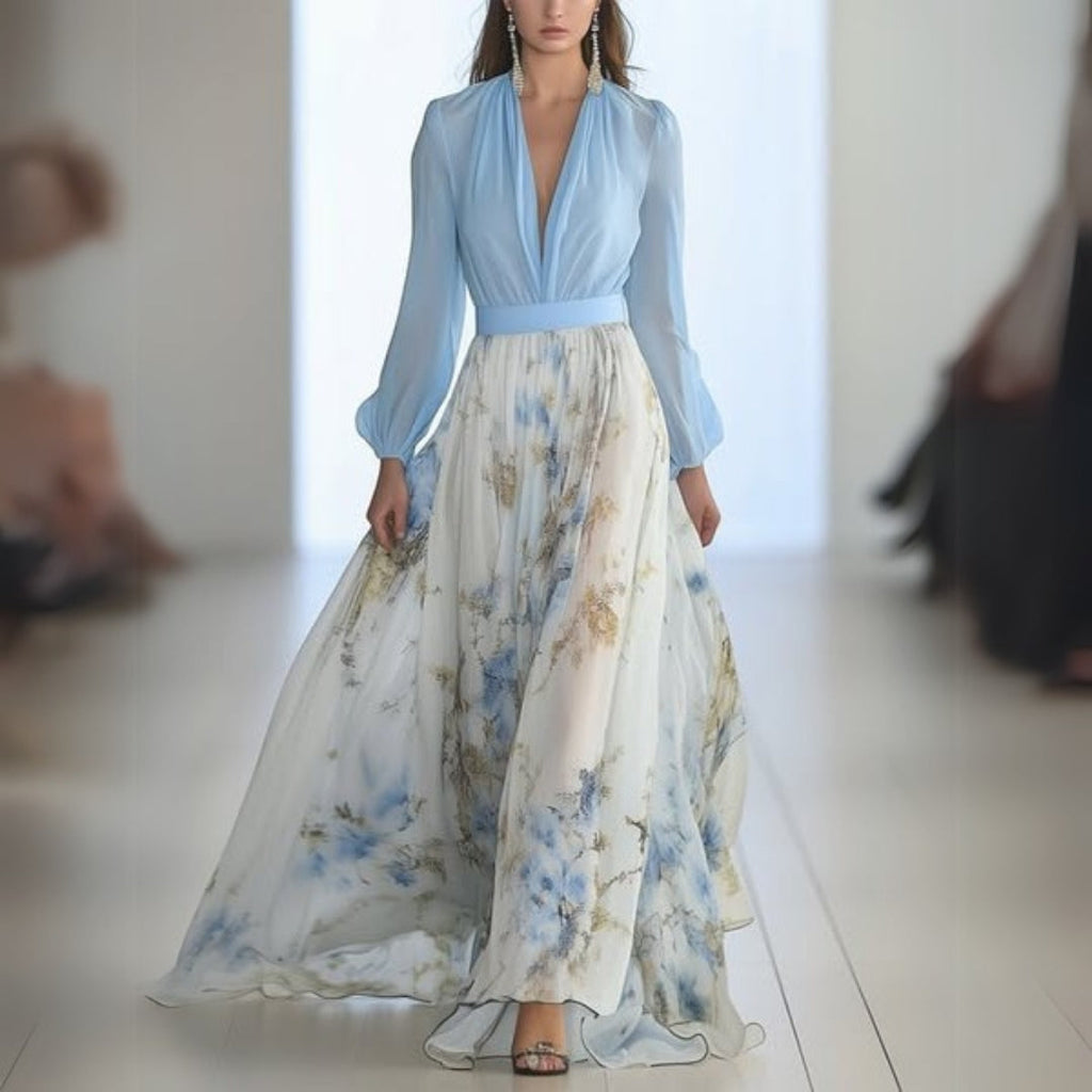 Women's Elegant Airy Flowing Floral Maxi Dress