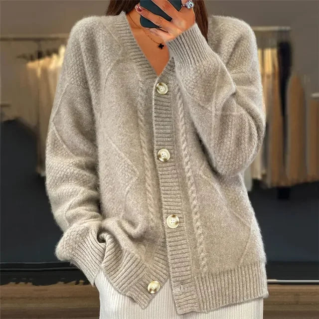 Women's Modern Long Sleeves Knitted Buttons Cardigan