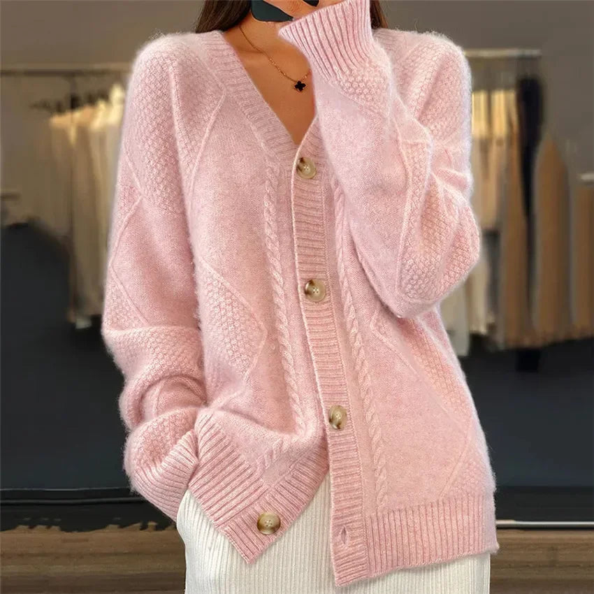 Women's Modern Long Sleeves Knitted Buttons Cardigan