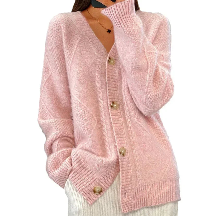 Women's Modern Long Sleeves Knitted Buttons Cardigan