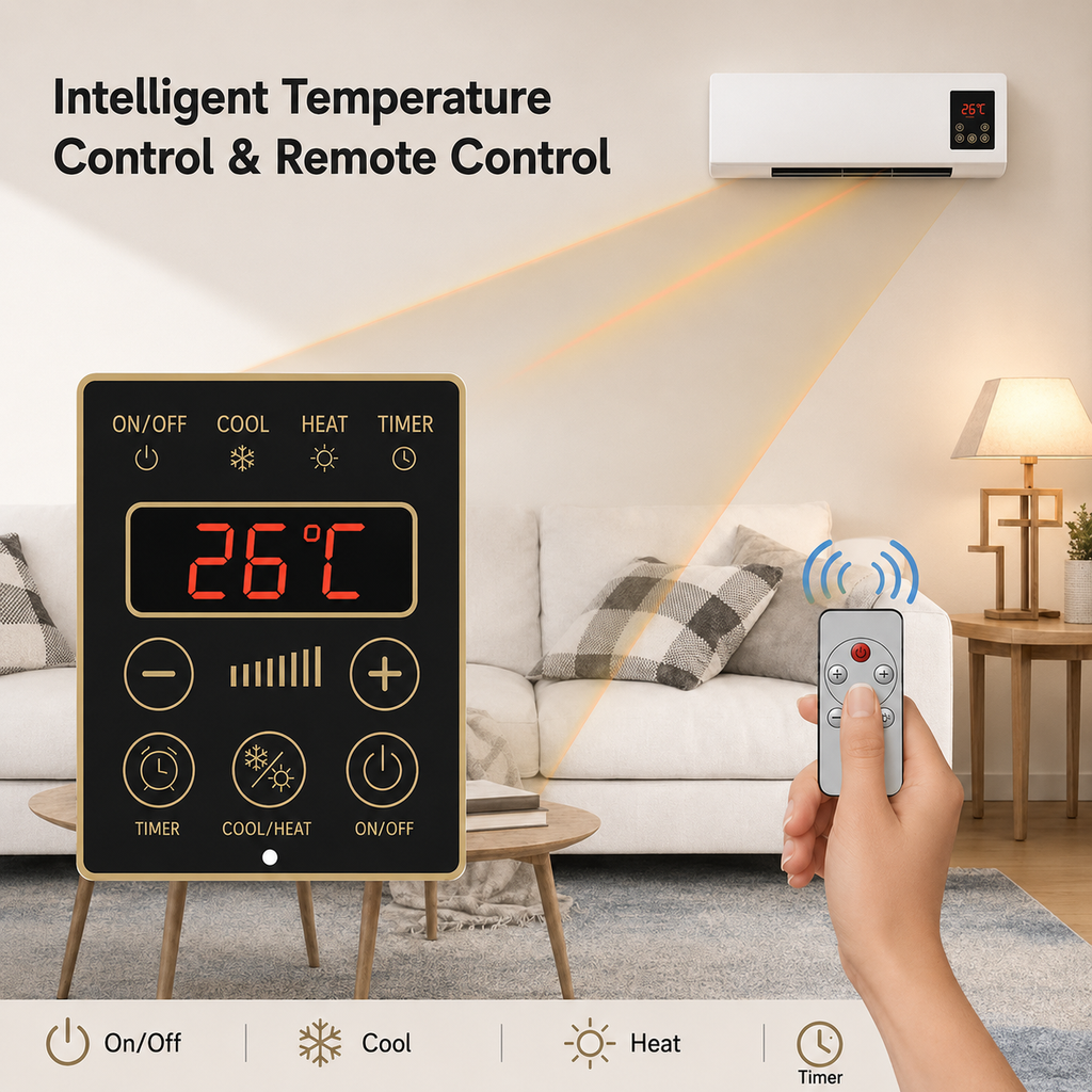 Wall Mounted Heater Fan Combo All Season Ductless Space Saving Room Unit - Image 2