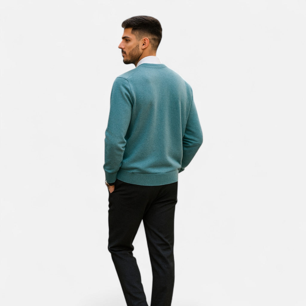 Men’s Heritage Long-Sleeve Knitted Insulated Cashmere Sweater with Crewneck