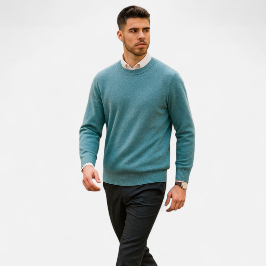 Men’s Heritage Long-Sleeve Knitted Insulated Cashmere Sweater with Crewneck