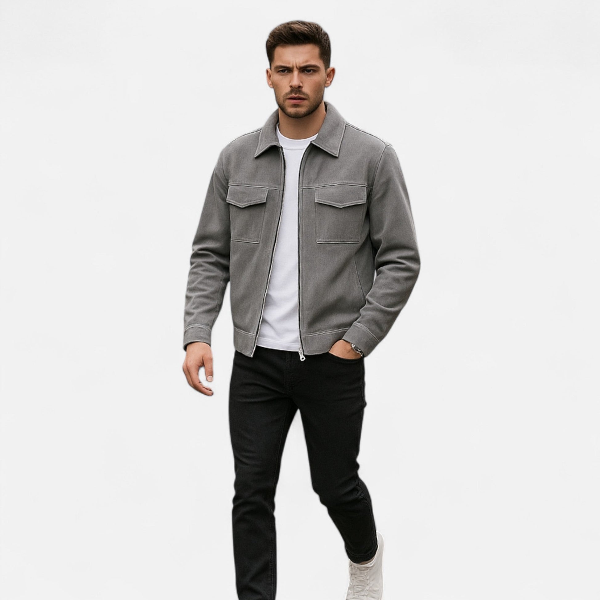 Men’s Refined Street-inspired Loose-Fit Suede Jacket