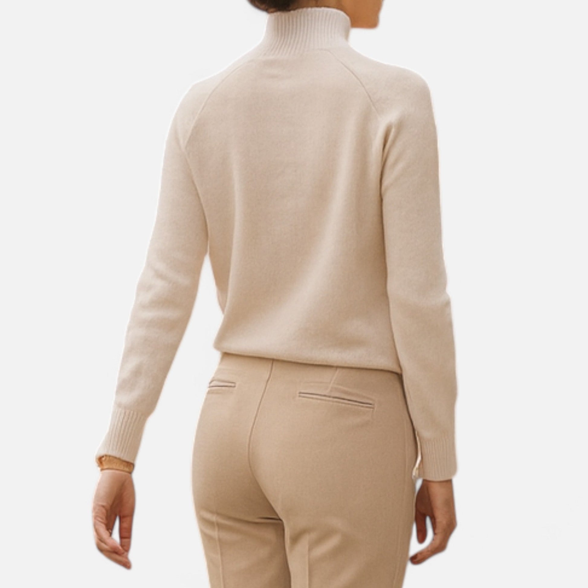 Women's Fashion Long Sleeve Merino Sweater with Mock-Neckline