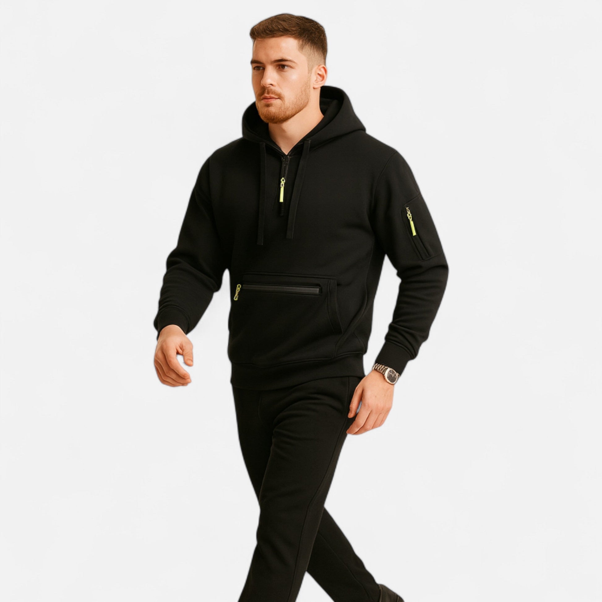 Men’s Winter Half-Zip Insulated Athletic Hoodie