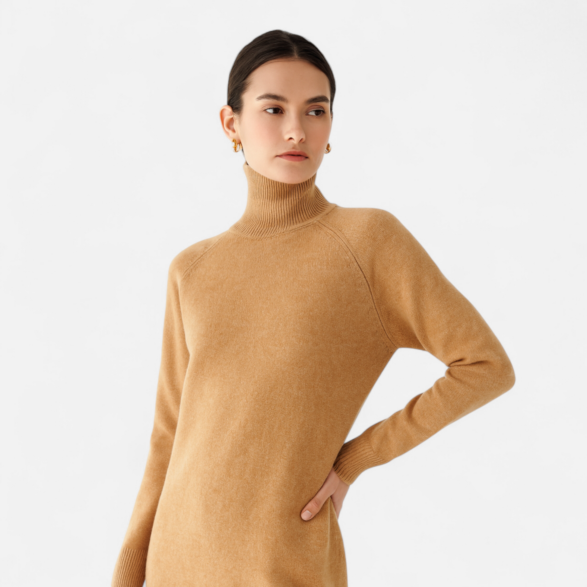 Women's Fashion Long Sleeve Merino Sweater with Mock-Neckline