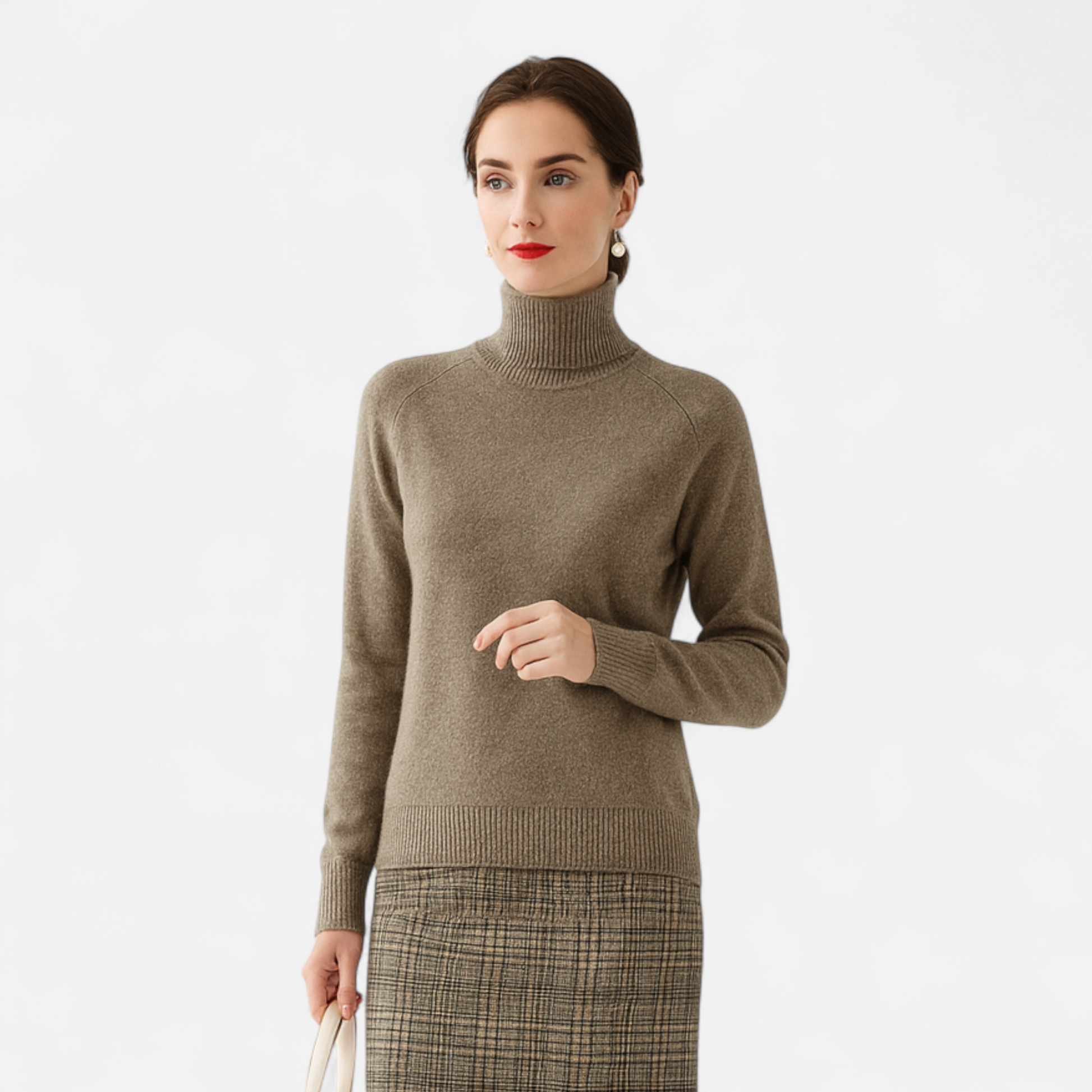 Women's Fashion Long Sleeve Merino Sweater with Mock-Neckline