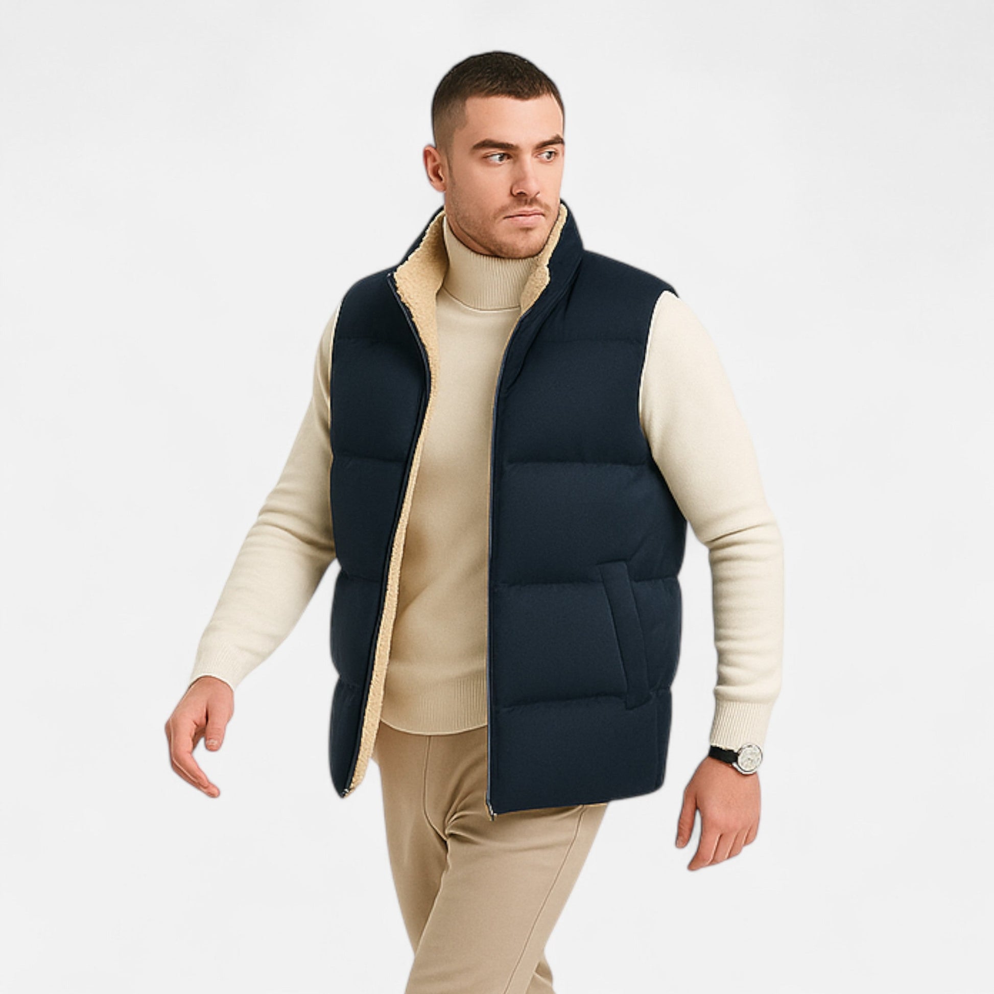 Men’s Insulation Practical Thermal Winter Vest with Fleece Lining