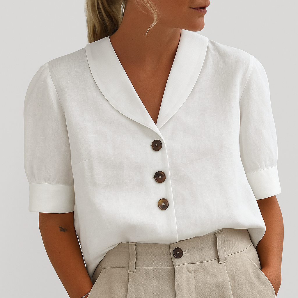 Elegant Flattering Summer Airy-fit Button Blouse