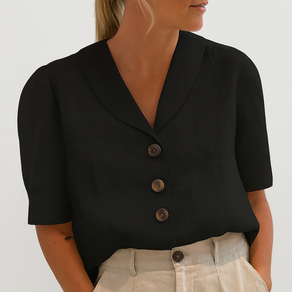 Elegant Flattering Summer Airy-fit Button Blouse