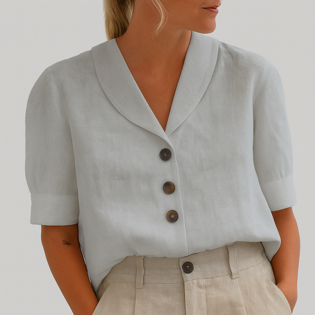Elegant Flattering Summer Airy-fit Button Blouse