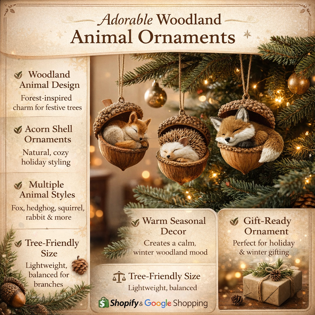 Acorn Acrylic Woodland Animal Christmas Ornaments - Image 8