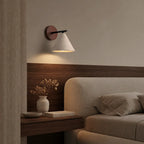 Organic Modern Cone Travertine Wall Sconce Wood Backplate - Image 4