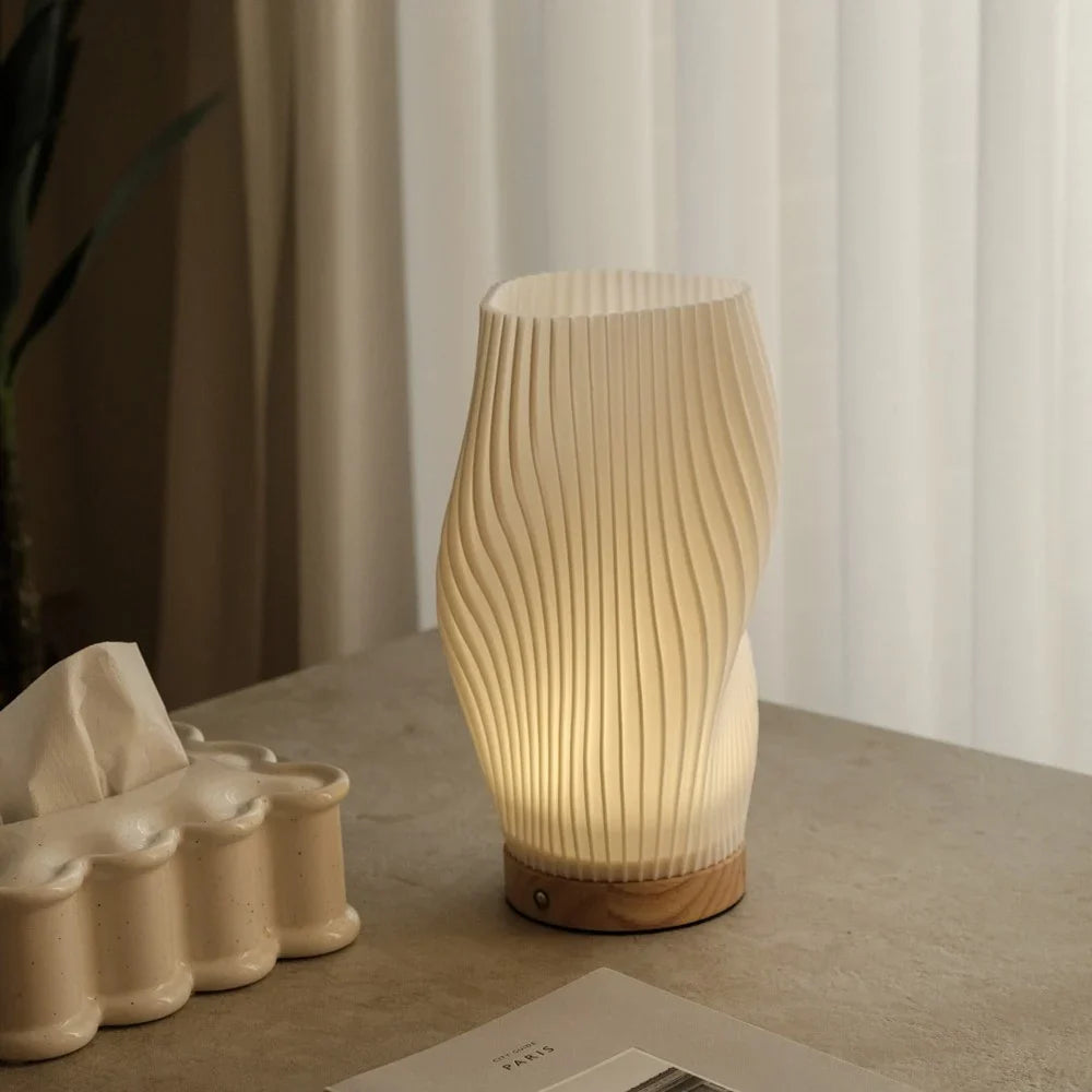 Modern Table Lamp Dimmable USB Wave Shaped Bedside Decor - Image 10