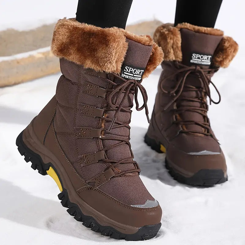 Women's Winter Waterproof Boots with Faux Fur Lining and adjustable Lace