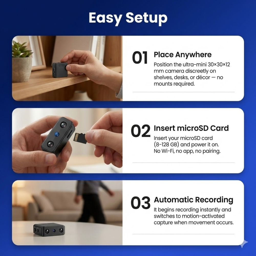 Compact Mini WiFi Camera 1080P HD with Night Vision and Motion Detection