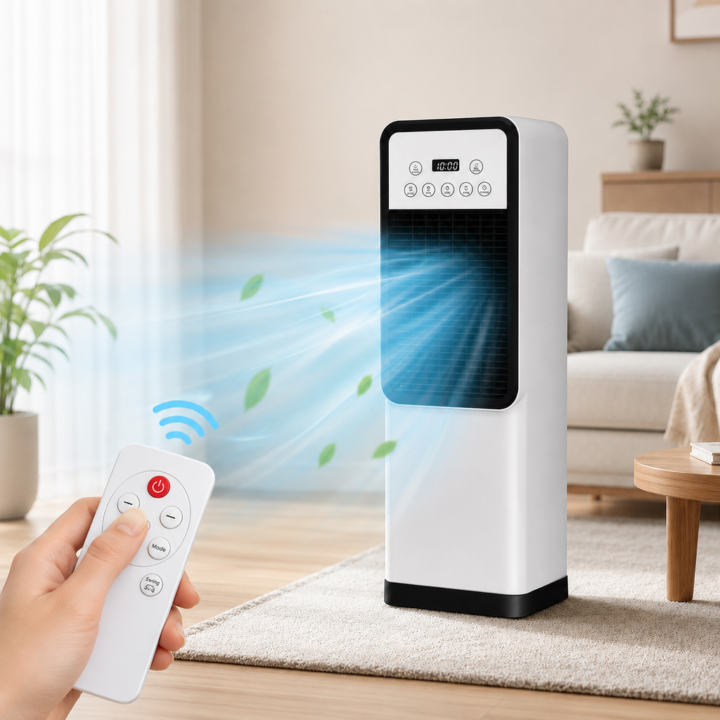 Portable Air Cooler with Fan & Heater – Remote Control Cooling Unit
