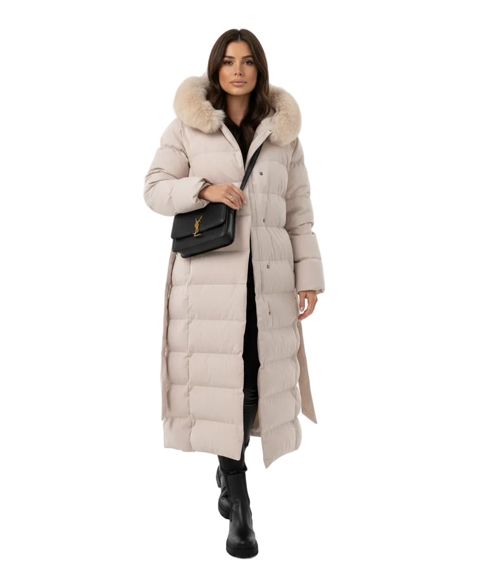 Women's Winter Long Insulated Water-Repellent Hood Parka Jacket