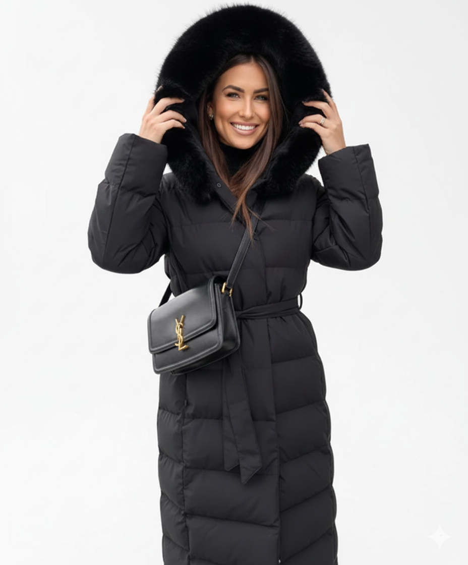 Women's Winter Long Insulated Water-Repellent Hood Parka Jacket