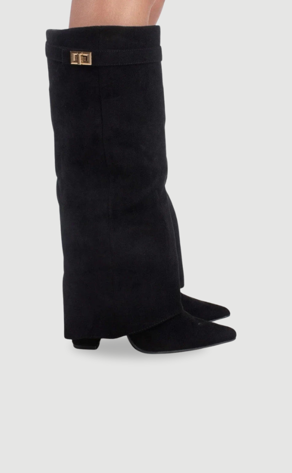 Women’s Fashion Knee High Boots with Flared Top and Block Heel