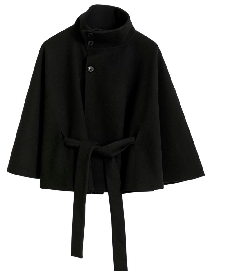 Women's Timeless High Neck Coat with Removable Belt & Relaxed Fit
