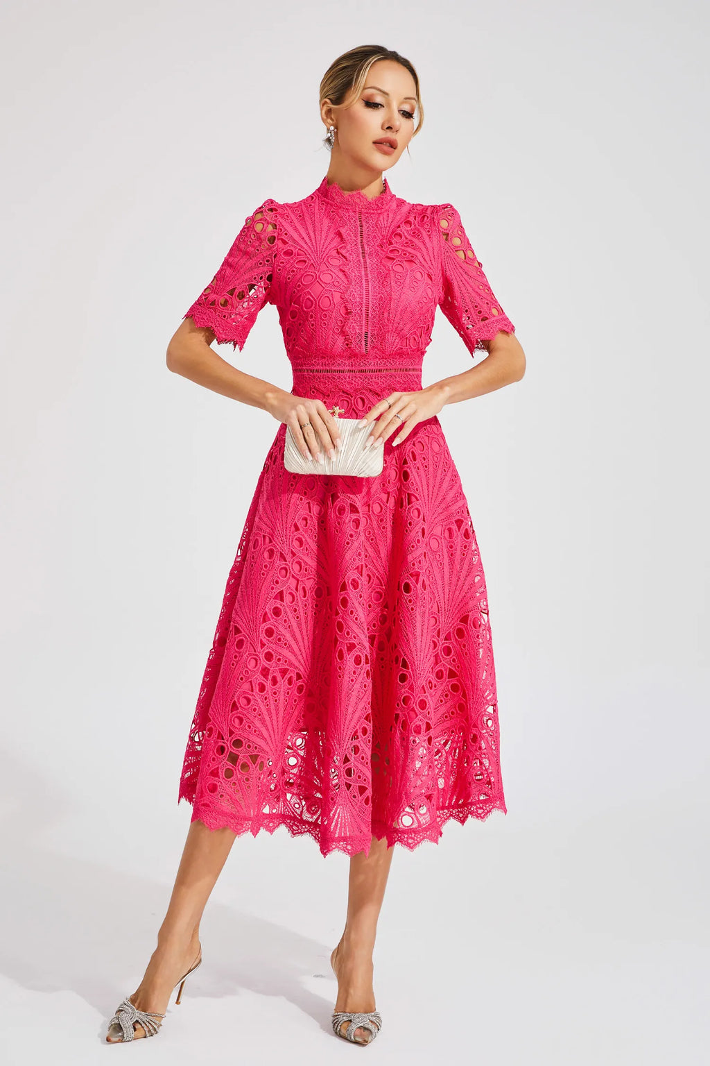 Exquisite Glamour Lace Midi Dress for Women