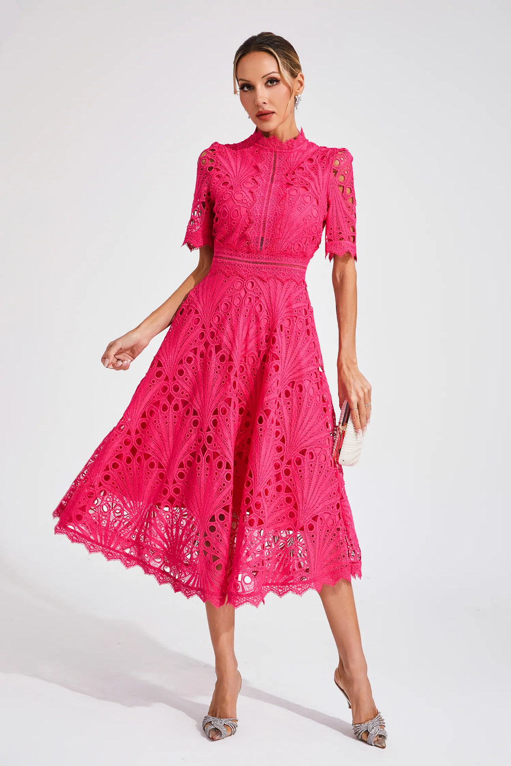 Exquisite Glamour Lace Midi Dress for Women