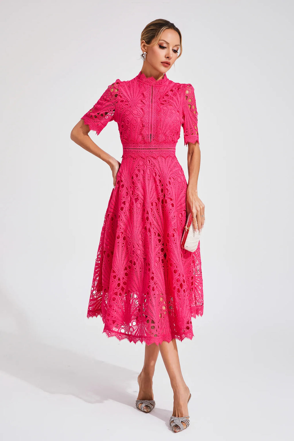 Exquisite Glamour Lace Midi Dress for Women