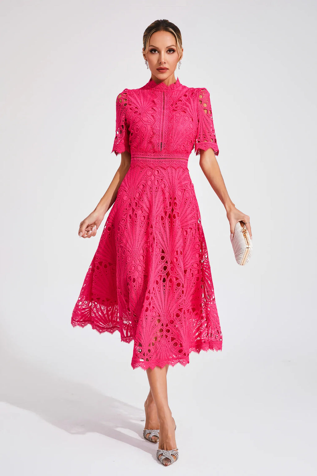 Exquisite Glamour Lace Midi Dress for Women