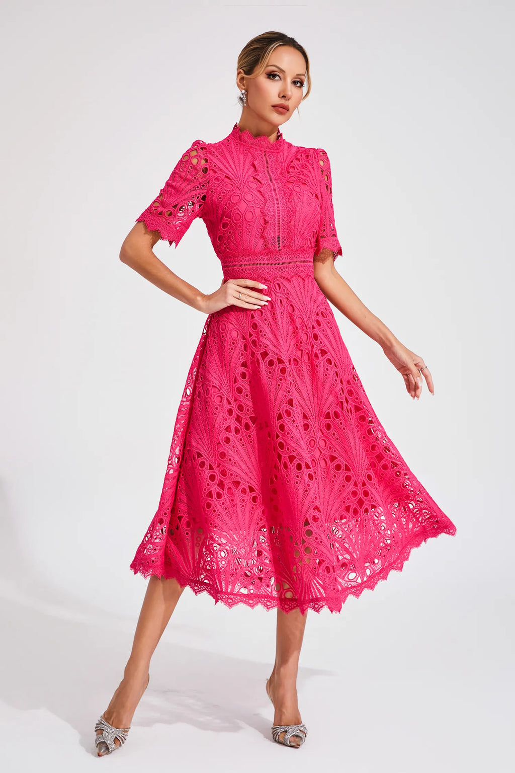 Exquisite Glamour Lace Midi Dress for Women
