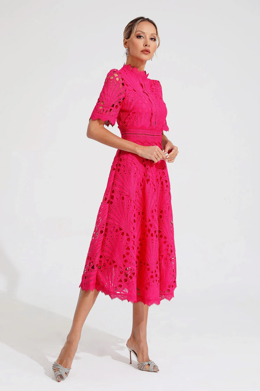 Exquisite Glamour Lace Midi Dress for Women