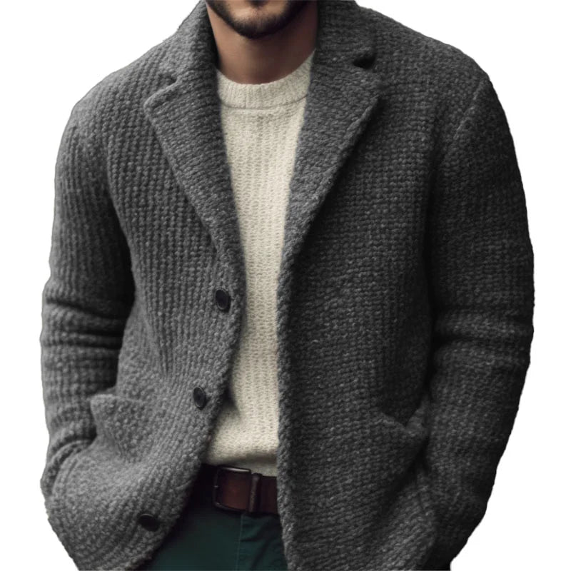 Men's Classic Warm Knitted Cardigan with Button Closure