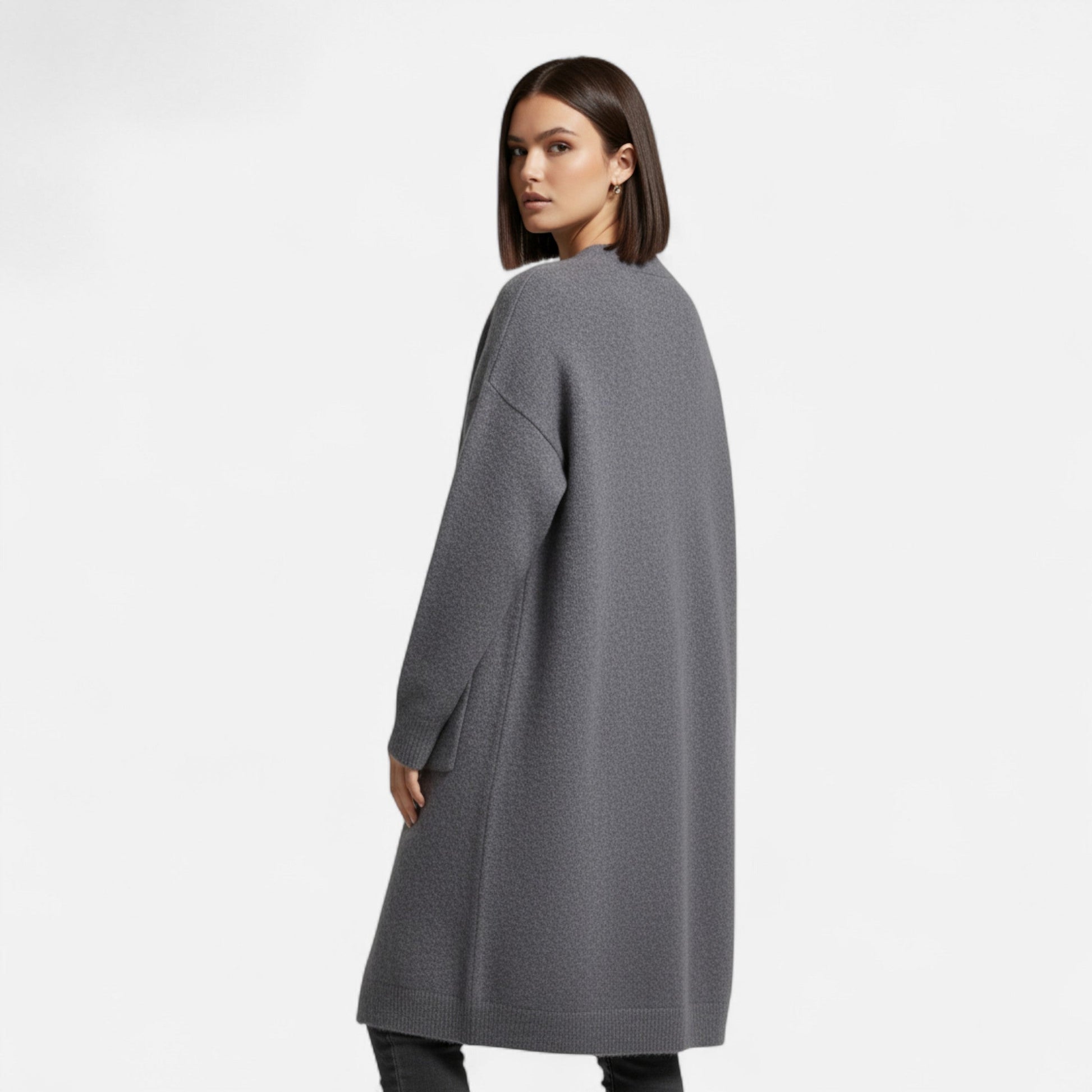 Women’s Casual Elegance Thick Layering Knit Warm Cardigan with V-Neckline